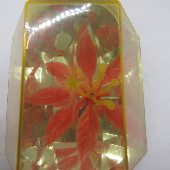 3 Jewel Brite Diorama Reflector Hexagon Gem Christmas Ornaments Poinsettia Holly - Picture 6 of 15